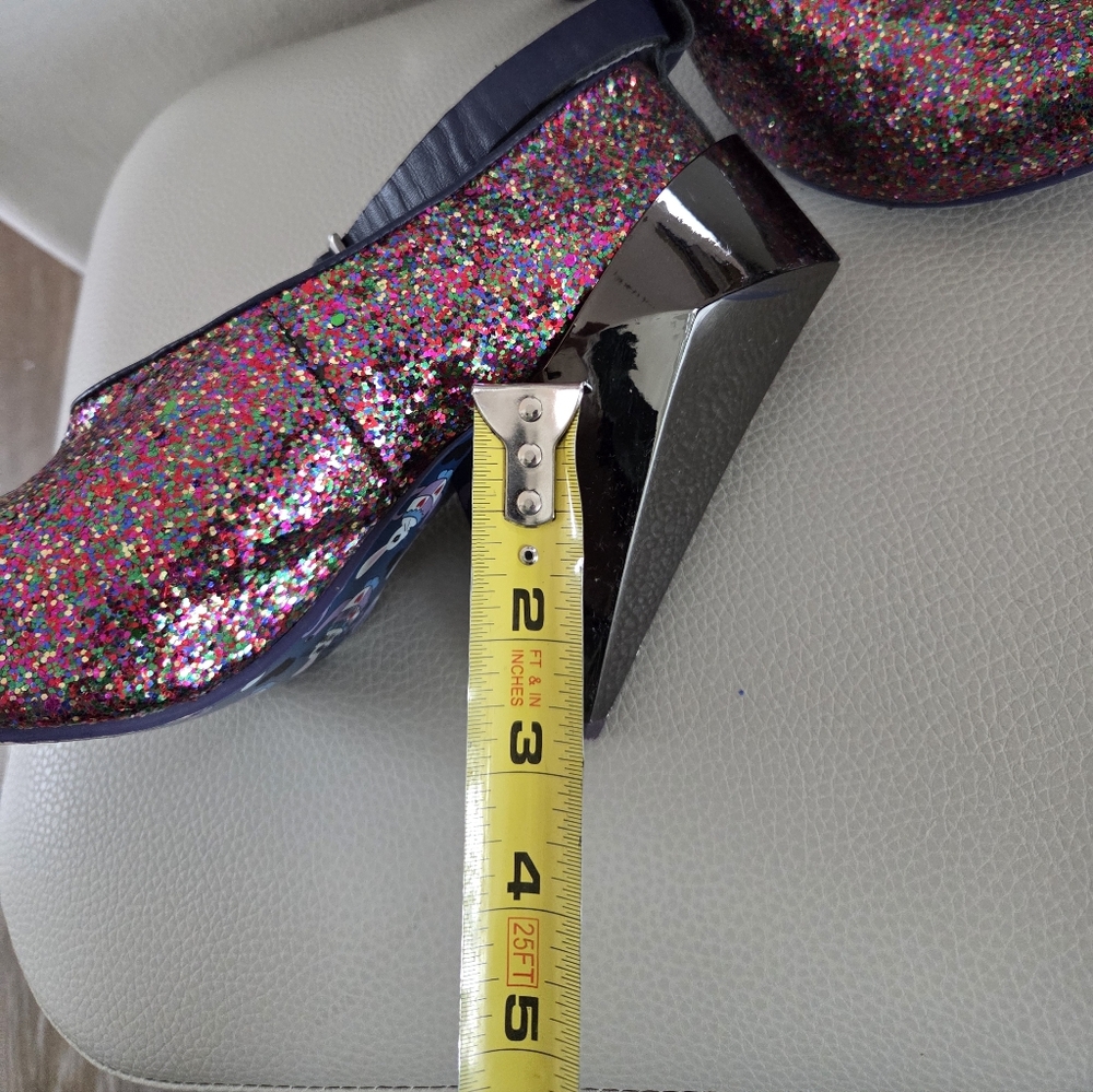 Irregular Choice Multicolor Rainbow Glitter Geometric Cone Heels VTG HTF 80's - Picture 7 of 16